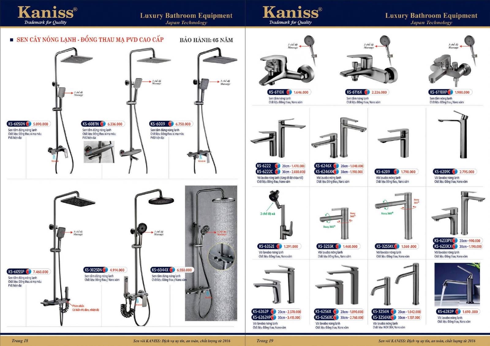 Catalogue và Bảng giá Thiết bị vệ sinh KANISS mới nhất /Page 10